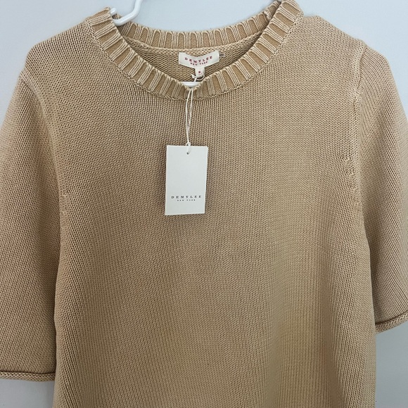Demylee 100% cotton Ezra bone cream short sleeve sweater top medium - Picture 4 of 5